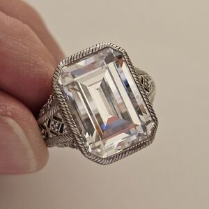 Judith Ripka HUGE Sterling Silver Diamonique Ring Size 9